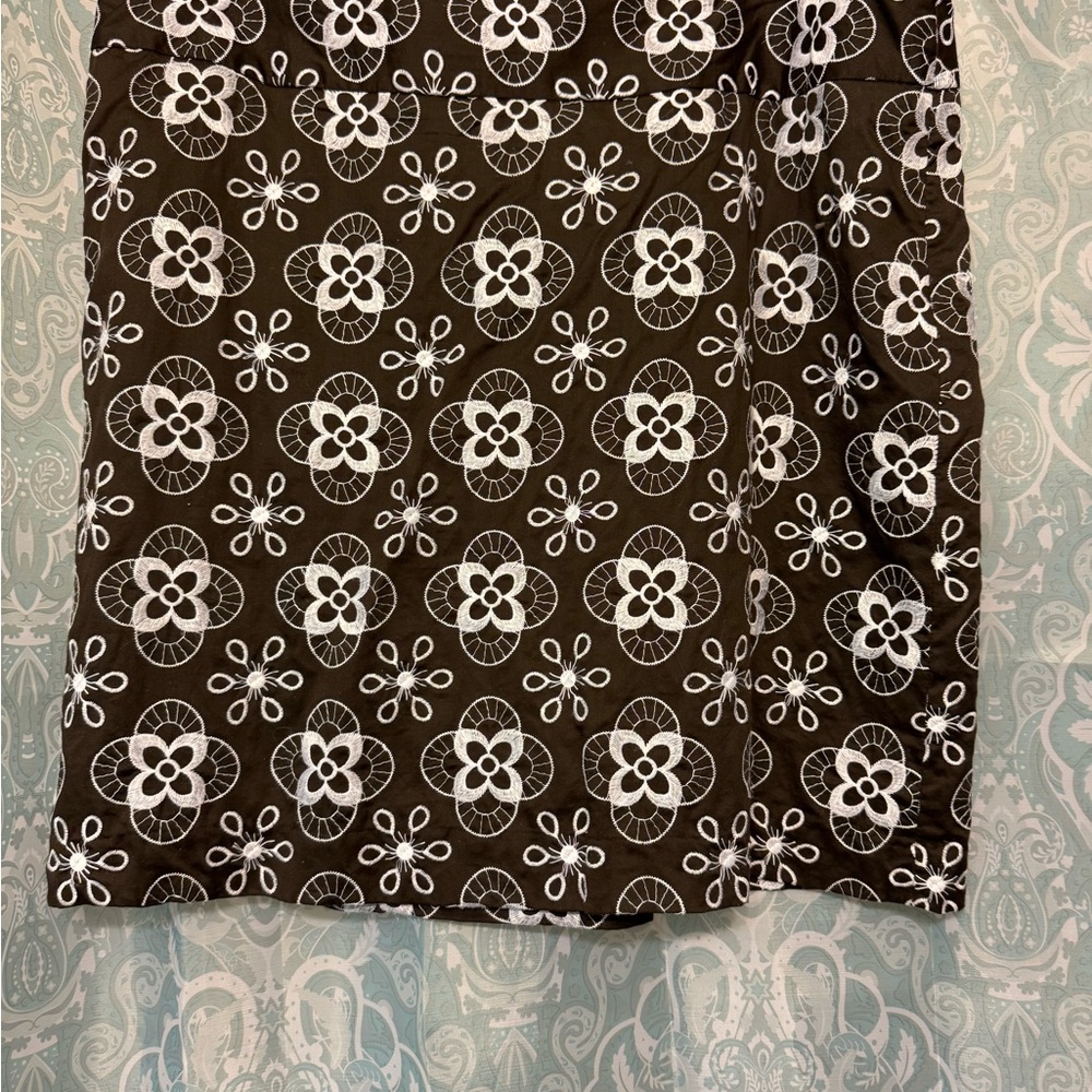 LOFT Brown and White Pencil Skirt Knee-length Casual